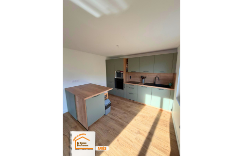rénovation cuisine Savoie, isolation intérieure maison, faux plafond cuisine, modification plomberie cuisine, rénovation électrique logement