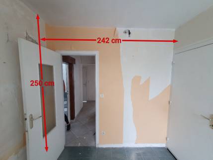 Ouverture du mur : prise de mesure