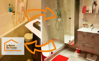 La baignoire, devenue trop dangereuse, a été remplacée par une douche spacieuse avec accès facilité et sol antidérapant