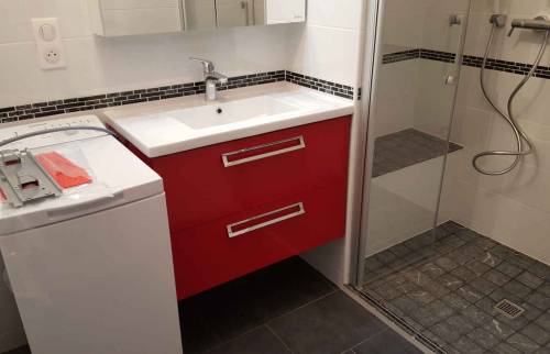 Meuble simple vasque et lave-linge