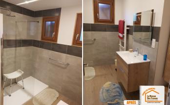 Salle de bain pour seniors, Travaux accessibilité PMR, Transformation salle de bain retraités, Carrelage antidérapant salle de bain