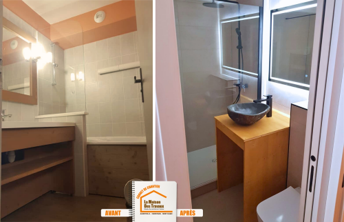 rénovation appartement Méribel, rénovation cuisine Méribel, rénovation salle de bains Méribel, création coin cabine Méribel, aménagement appartement station