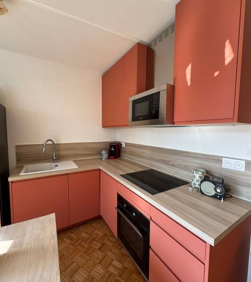 Aménagement cuisine ouverte sur salon à Paris 17