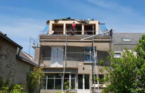 Travaux en cours - Surélévation avec lucarne à Vertou