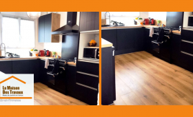 Superbe cuisine noir rénover et optimisée par La Maison Des Travaux d'Aix-en-Provence