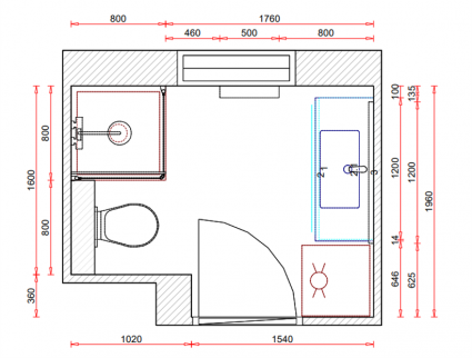 Plan 2D de la nouvelle salle de bain dans une résidence secondaire rénovée - Île d'Oléron 17