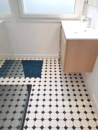 Meuble vasque et nouveau carrelage sol
