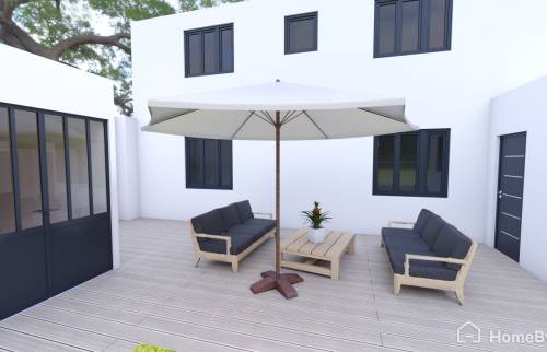 Projection 3D de la façade ravalée et isolée