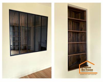 Installation de verrière et bibliothèque d'angle