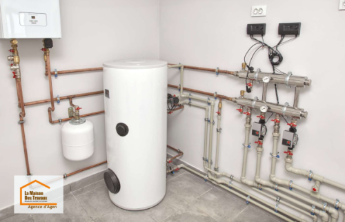 Vase d’expansion installé lors d’une rénovation énergétique à Agen pour sécuriser le circuit de chauffage et optimiser le fonctionnement de l’installation.