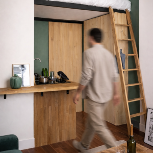Studio parisien rénové architecture d'intérieur optimisation de l'espace 