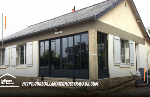 Modernisation de l'une entrée à Chérisy: menuiseries aluminium durable