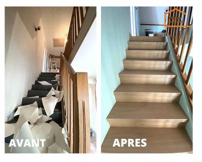 Habillage d'un escalier en bois
