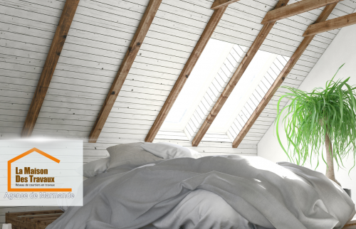 Chambre cosy sous combles à Marmande, projet déco réalisé par La Maison Des Travaux de Marmande.