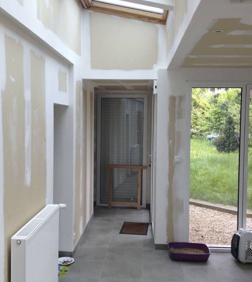 Rénovation arrière maison ancienne avec toiture verre et agrandissement sur véranda - Nanteuil-Lès-Meaux (77100) 