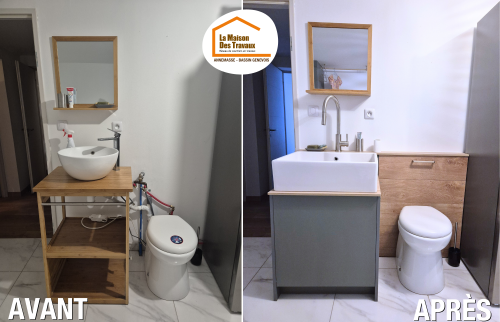 rénovation buanderie Chilly, salle d’eau invités Chilly, travaux maison 74270, La Maison des Travaux Annemasse, courtier travaux Haute-Savoie