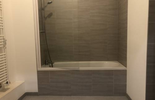 Salle de bain avant rénovation baignoire