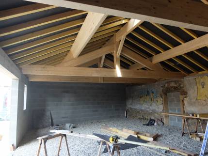 Travaux de charpente et couverture, projet d'extension, Genay (69730)