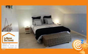 Une chambre rénovée avec soin grâce à La Maison Des Travaux Dreux, alliant confort moderne et finitions élégantes.