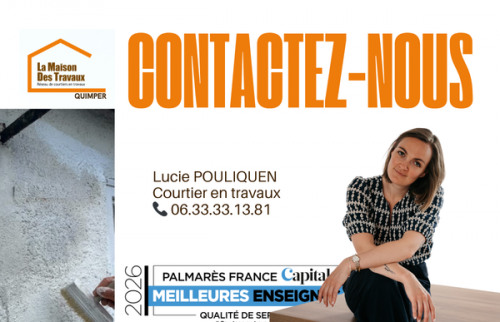 Contactez Lucie Pouliquen, courtière en travaux à Quimper, pour accompagner votre projet de rénovation et trouver les bons artisans.