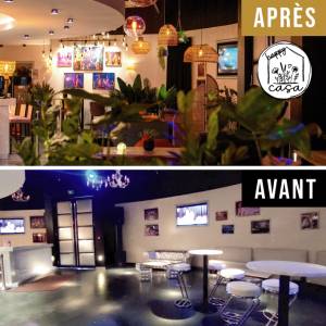 AVANT / APRES : Réaménagement et décoration du Grand Hall du Cabaret du Vieux-Berquin - Raphaële FOREST - La Maison Des Architectes