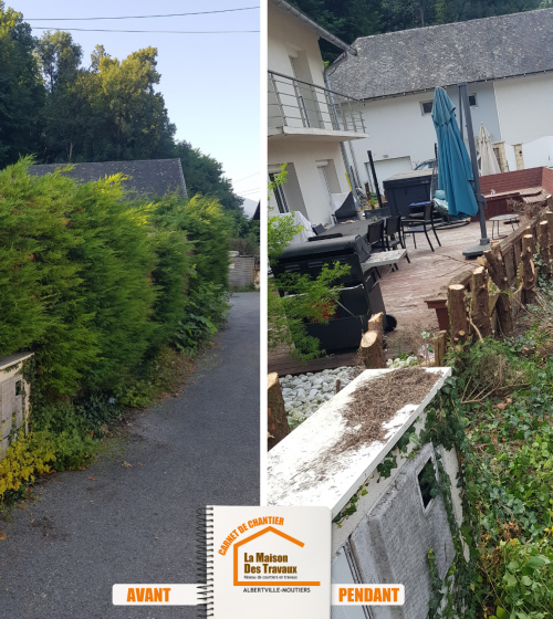 remplacement haie clôture, clôture métallique Albertville, La Maison des Travaux Albertville, rénovation extérieure maison, pose clôture moderne
