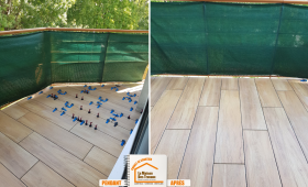 terrasse carrelage effet bois, rénovation extérieur appartement, aménagement terrasse montagne, travaux terrasse Praz-sur-Arly, la maison des travaux sallanches