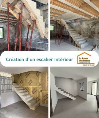 Rénovation de maison avec création d'un escalier intérieur en béton - Alixan 26300