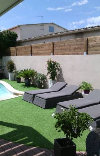  clôture bois sur muret