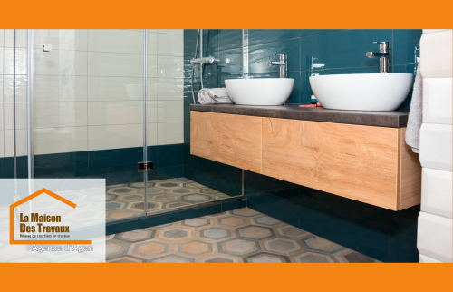 Rénovation de salle de bain, douche a l'italienne et meuble sous vasque suspendu.