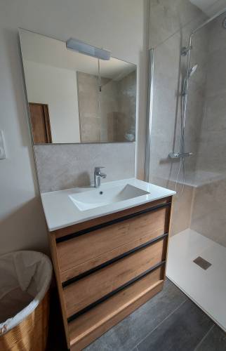 Meuble vasque ton bois