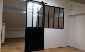 Verrière d'atelier et porte-verrière coulissante installée dans des combles aménagés - Brie-Comte-Robert 77170