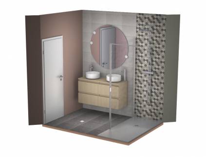 Simulation 3D d'une salle de bain rénovée - Meximieux 01