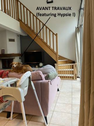 Salon et escalier avant travaux (Brunoy 91800)