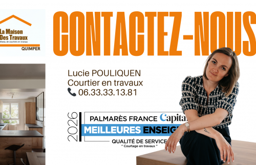 Projet de surélévation accompagné par Lucie Pouliquen, courtière en travaux à Quimper. Une solution idéale pour agrandir sa maison et créer un nouvel espace de vie.