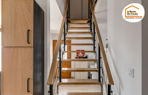 La Maison des Travaux Pays de Gex, La Maison des Travaux Bassin Genevois Pays de Gex, remplacement escalier Divonne-les-Bains, escalier sur mesure Pays de Gex, rénovation intérieure Gex