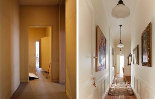 Couloir avant et après