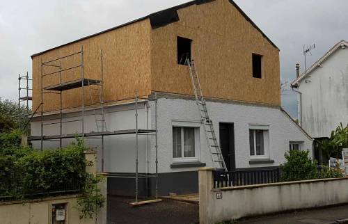 Travaux en cours pour extension 70m2 en ossature bois à Vertou