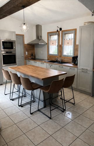 Cuisine après démolition du bar, optimisation de l'espace