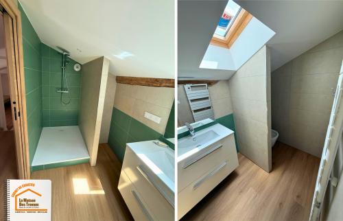  rénovation salle de bain Le Grand-Bornand, rénovation maison de village montagne, salle de bain moderne Haute-Savoie, travaux rénovation intérieure, la maison des travaux chamonix