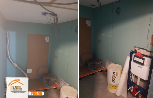 La Maison des Travaux Albertville, La Maison des Travaux Moûtiers, rénovation salle de bain, douche moderne, carrelage beige