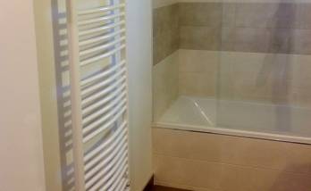 Salle de bain avec la baignoire et radiateur