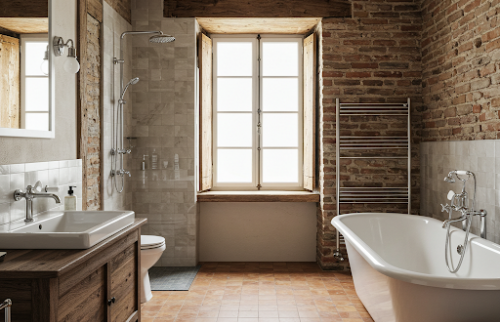 salle de bain rustique