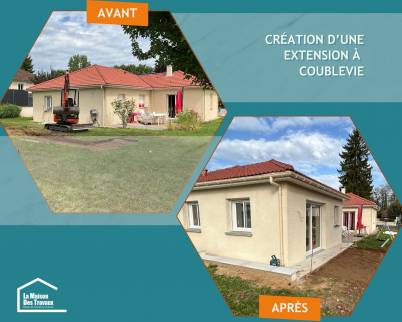 Création d'une extension à Coublevie Avant après