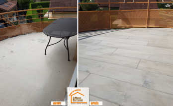  La Maison des Travaux Moûtiers, terrasse Moûtiers, rénovation terrasse Moûtiers, terrasse carrelage Moûtiers, aménagement extérieur Moûtiers