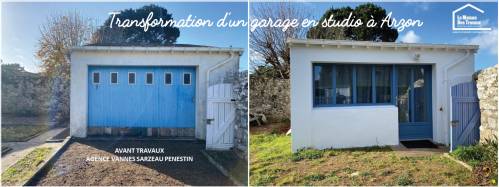 Décoration et aménagement intérieur d'un garage transformé en studio à Arzon 56640