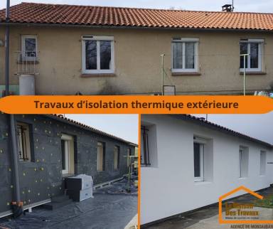 Rénovation de maison avec pose d'une isolation thermique extérieure - Caussade 82300