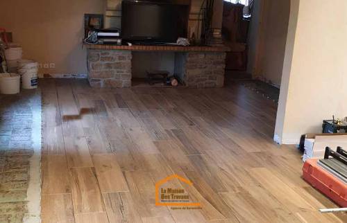 Revetement sol en bois sur carrelage 