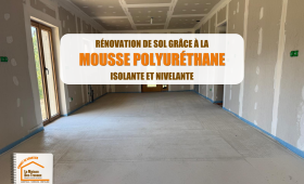 La Maison des Travaux Albertville Moûtiers, rénovation d'ampleur Savoie, isolation polyuréthane projetée, rattrapage niveau sol, courtier travaux Savoie