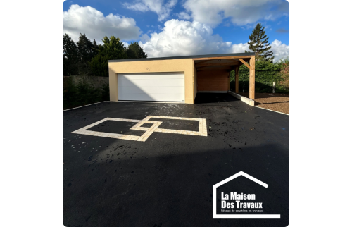 Transformation d’un extérieur avec garage fermé et carport attenant - Sens-de-Bretagne 35490